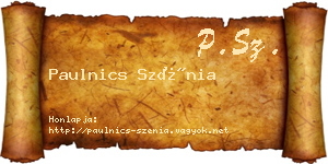 Paulnics Szénia névjegykártya